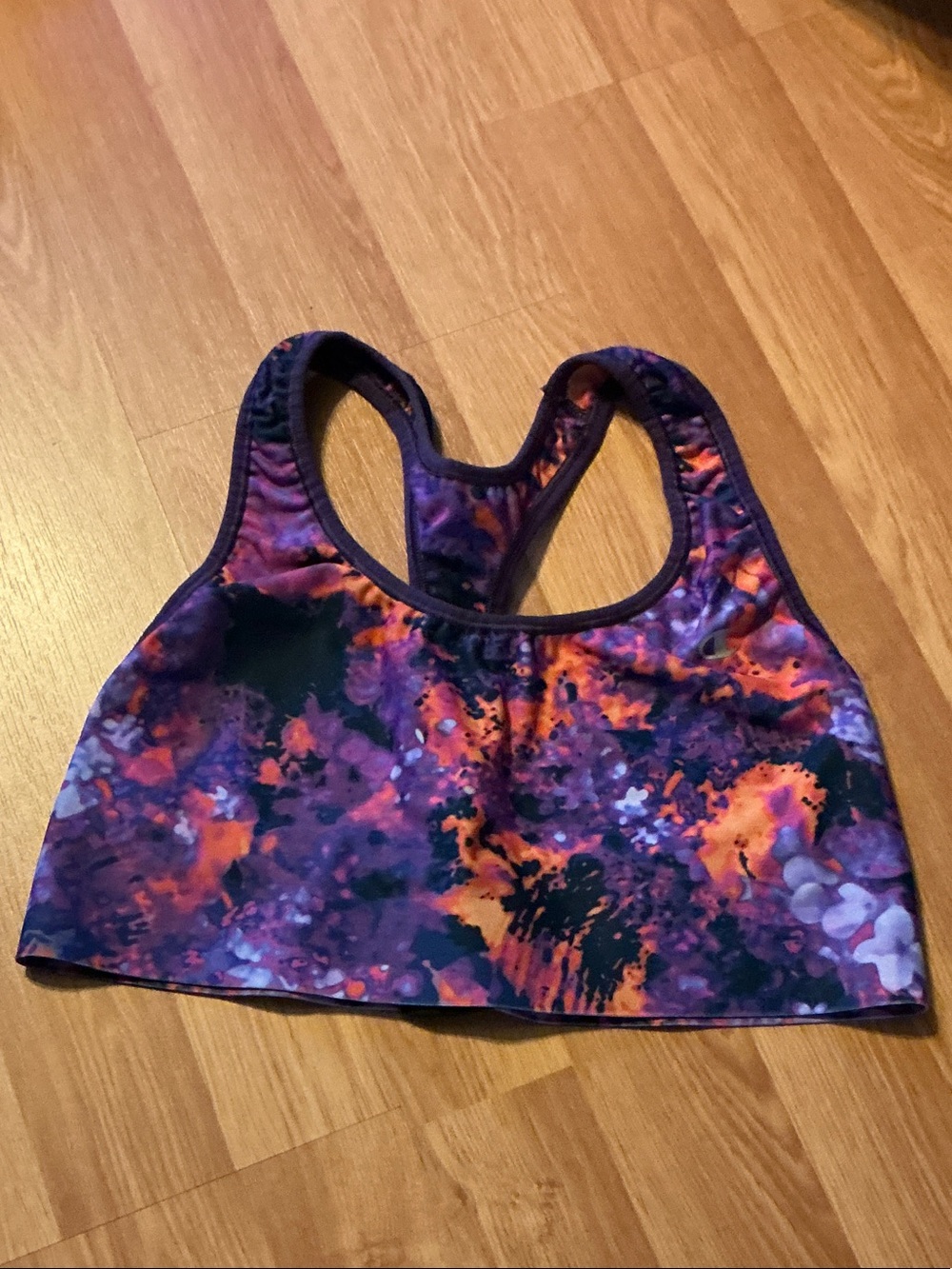 Champion Purple & Orange Abstract Racerback Sports Bra